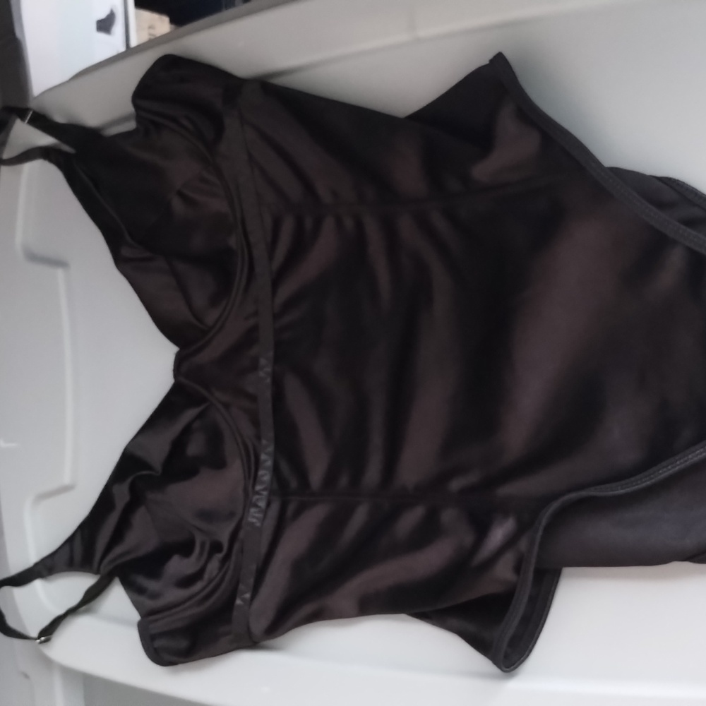 Black silky bodysuit